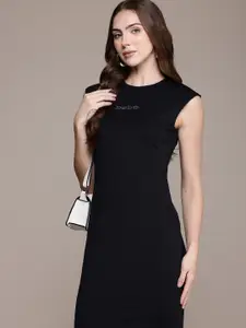 bebe Brand Logo Embellished Sheath Dress