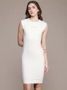 bebe Brand Logo Embellished Sheath Dress