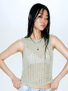 H&M Ladder-Stitch-Look Knitted Vest Top