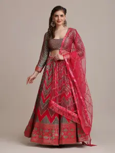 KALINI Semi-Stitched Lehenga & Unstitched Blouse With Dupatta