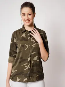 CHARMGAL Classic Slim Fit Camouflage Printed Casual Shirt