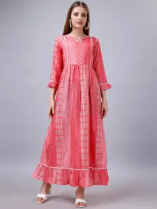 Sanwariya Silk Floral Printed Fit & Flare Maxi Dress
