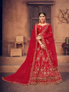KALINI Embroidered Semi-Stitched Lehenga & Unstitched Blouse With Dupatta