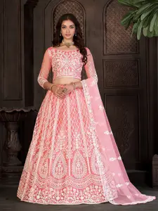 KALINI Embroidered Thread Work Semi-Stitched Lehenga & Unstitched Blouse With Dupatta