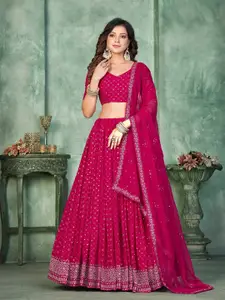 KALINI Woven Design Sequinned Semi-Stitched Lehenga & Unstitched Blouse With Dupatta