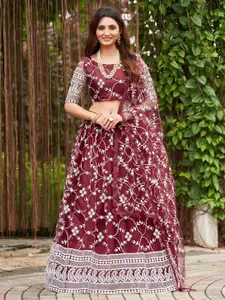 KALINI Embroidered Thread Work Semi-Stitched Lehenga & Unstitched Blouse With Dupatta