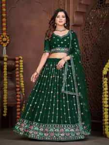 KALINI Embellished Sequinned Semi-Stitched Lehenga & Unstitched Blouse With Dupatta
