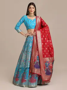 KALINI Printed Semi-Stitched Lehenga & Unstitched Blouse With Dupatta