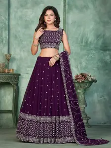 KALINI Sequinned Semi-Stitched Lehenga & Unstitched Blouse With Dupatta