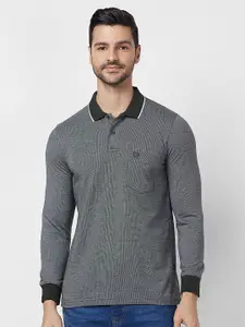 CELSIUS Checked Long Sleeves Polo Collar Jaquard  T-shirt