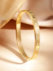 Rubans Voguish Gold-Plated Cubic Zirconia Studded Water-Resistant Bangle-Style Bracelet