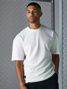 Maniac Striped Textured Cotton Regular Fit T-shirt