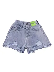 INCLUD Girls Washed Pure Cotton Denim Shorts