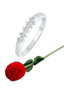 Vighnaharta Rhodium Plated Cubic Zirconia Finger Ring