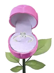 Vighnaharta Rhodium-Plated CZ-Studded Finger Ring With Rose Box