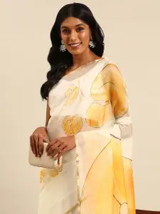 Mitera Floral Print Organza Saree