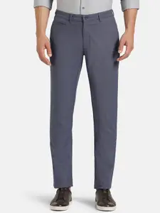 Blackberrys Men Textured Slim Fit Mid-Rise Cotton Trousers