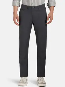 Blackberrys Men Slim Fit Mid-Rise Flat-Front Cotton Trousers