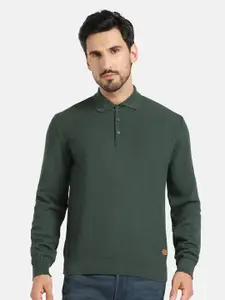 Blackberrys Shirt Collar Long Sleeves Knit Cotton Pullover Sweater