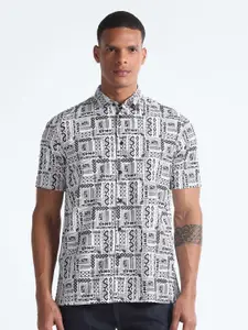 Flying Machine Abstract Printed Slim Fit Opaque Casual Shirt