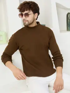 KVETOO High Neck Striped Long Sleeves Pullover