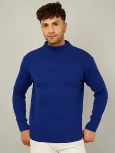 KVETOO Striped Turtle Neck Ribbed Acrylic Pullover