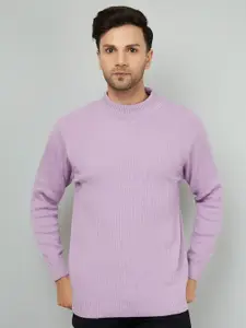 KVETOO Turtle Neck Long Sleeves Striped Pullover