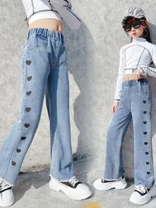 INCLUD Girls Printed Straight Fit Jeans