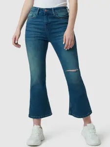 Pepe Jeans Women Slim Fit Flared High-Rise Low Distress Light Fade Stretchable Jeans