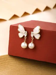 Yellow Chimes Gold-Plated Contemporary Drop Earrings