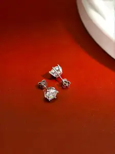 Yellow Chimes Silver-Plated 925 Sterling Silver Contemporary Studs Earrings