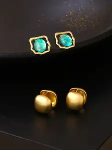 Yellow Chimes Gold-Plated Contemporary Studs Earrings