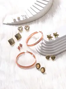 Yellow Chimes Gold-Plated Oxidised Stud Earrings