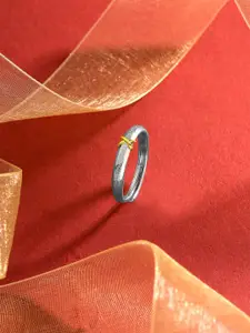 Yellow Chimes Rhodium Plated Adjustable Finger Ring