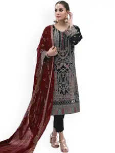 ODETTE Ethnic Motifs Embroidered Semi Stitched Dress Material