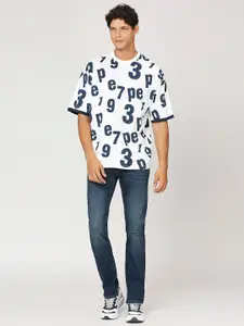 Pepe Jeans Typography Printed Drop-Shoulder Sleeves Pure Cotton Oversized T-shirt