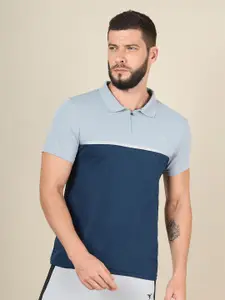 Technosport Colourblocked Polo Collar Rapid-Dry Moisture-Wicking Slim Fit T-shirt