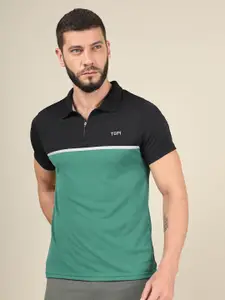 Technosport Colourblocked Polo Collar Rapid-Dry Moisture-Wicking Slim Fit T-shirt