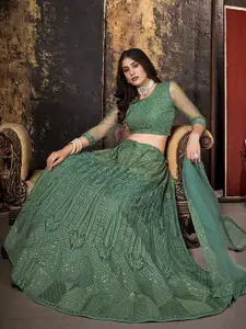 Satrani Embroidered Sequinned Semi-Stitched Lehenga & Unstitched Blouse With Dupatta