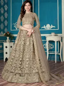 Satrani Embroidered Sequinned Semi-Stitched Lehenga & Unstitched Blouse With Dupatta