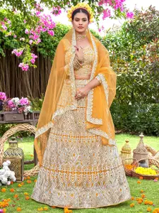 Satrani Embroidered Sequinned Semi-Stitched Lehenga & Unstitched Blouse With Dupatta