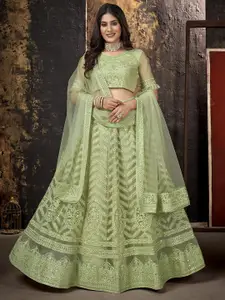 Satrani Embroidered Sequinned Semi-Stitched Lehenga & Unstitched Blouse With Dupatta