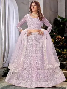 Satrani Embroidered Sequinned Semi-Stitched Lehenga & Unstitched Blouse With Dupatta