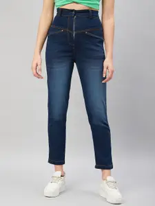 Orchid Hues Women Tapered Fit High-Rise Light Fade Jeans