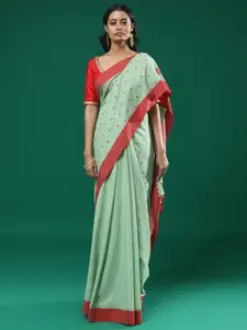 Indethnic Geometric Woven Design Pure Cotton Jamdani Saree