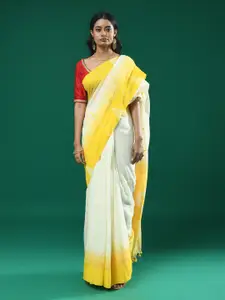Indethnic Colourblocked Pure Cotton Jamdani Saree