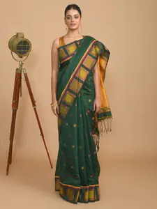 Indethnic Ethnic Motifs Woven Design Zari Jamdani Saree