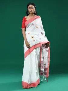 Indethnic Geometric Woven Design Pure Cotton Jamdani Saree