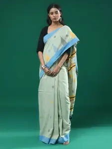 Indethnic Geometric Woven Design Pure Cotton Jamdani Saree