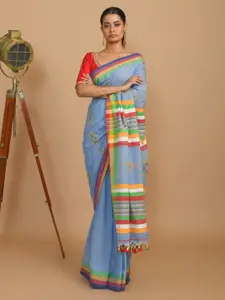 Indethnic Ethnic Motifs Woven Design Pure Cotton Jamdani Saree